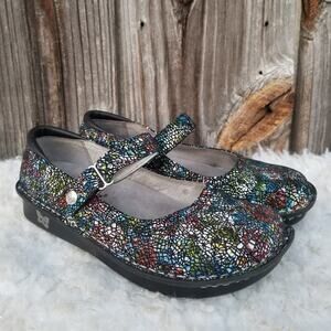 Rainbow Mosaic Mary Janes Alegria Size EU 37 US 7-7.5 Belle Cathedral Bel 391